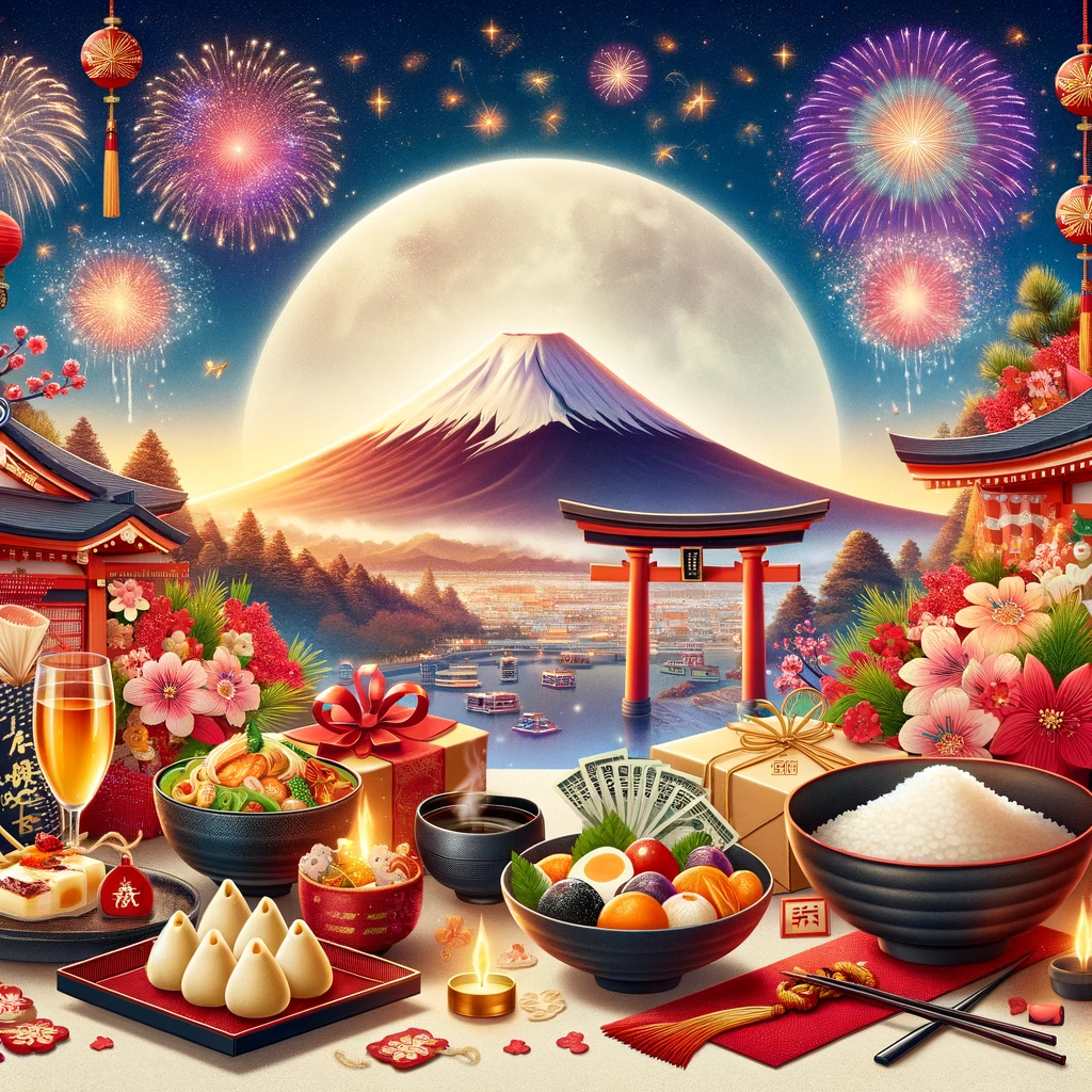 年末年始のご挨拶用のお正月感が強い日本的な画像