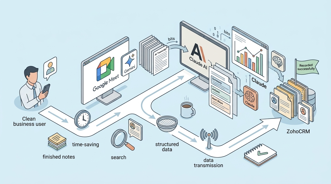 非エンジニアがGoogle MeetのAI議事録をZohoCRMに自動記録する仕組みを作った話